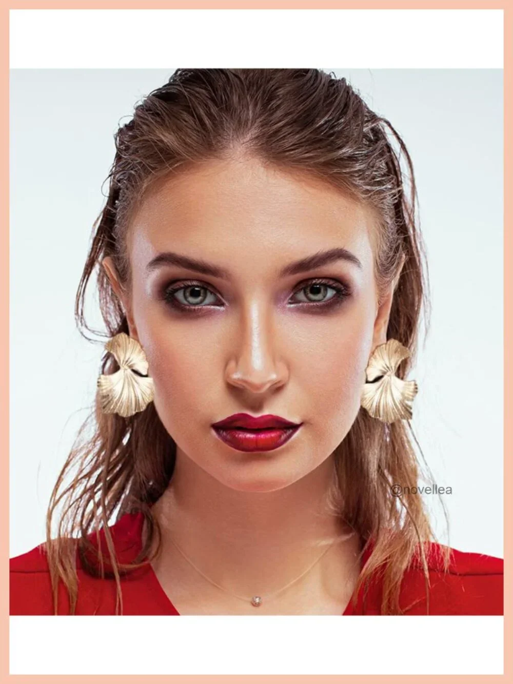 Ginkgo Leaf Flower Drop Dangle Earrings Gold Geometric Statement